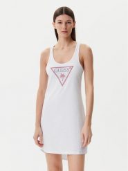 Guess Sukienka letnia E5GP01 I3Z14 Biały Regular Fit. Białe sukienki damskie Guess, na lato, xs, z aplikacjami, z bawełny, bez kołnierzyka, bez ramiączek. Za 119.99 zł.
