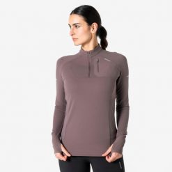 Bluza do biegania damska Kiprun Run 900 Warm. Brązowe bluzy bez kaptura damskie KIPRUN, l, z materiału. Za 149.99 zł.
