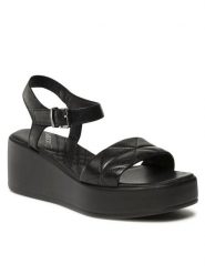 Lasocki Sandały OCE-3030-06 Czarny. Czarne sandały damskie Lasocki, bez wzorów, ze skóry, bez obcasa, na koturnie. Za 169.99 zł.
