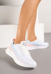Biało-Niebieskie Buty Sportowe Sneakersy Siateczkowe na Podeszwie z Pianki Rellica. Białe obuwie treningowe damskie Renee, na fitness i siłownię. Za 99.99 zł.