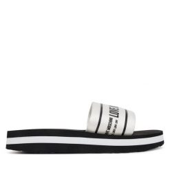Klapki LOVE MOSCHINO. Białe klapki damskie Love Moschino, bez wzorów, bez obcasa. Za 539.99 zł.