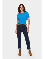 SAINT TROPEZ Koszulka w kolorze niebieskim rozmiar: M. Niebieskie bluzki damskie Saint Tropez, m, bez wzorów, bez kołnierzyka, bez ramiączek. Za 73.93 zł.