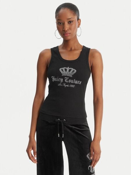 Juicy Couture Top Gothic Crown JCBLV126807 Czarny Slim Fit. Czarne topy damskie Juicy Couture, l, bez wzorów, z bawełny, bez ramiączek. Za 199.99 zł.