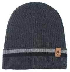 Jesienno-Zimowa Czapka (beanie) – Alties - Kolor Grafitowy, Pasek. Szare czapki męskie Alties, na zimę, bez wzorów, z dzianiny, sportowe. Za 59.00 zł.