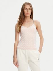 Guess Top V5YP11 MC03W Różowy Slim Fit. Czerwone topy damskie Guess, xl, z aplikacjami, z syntetyku, bez kołnierzyka. Za 179.99 zł.