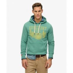 Jednokolorowa, luźna bluza z kapturem Superdry Lo-Fi Outdoor. Zielone bluzy z kapturem męskie Superdry., s. Za 316.40 zł.