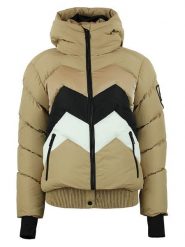 Peak Mountain Kurtka narciarska "Arulis" w kolorze beżowo-czarno-białym rozmiar: L. Białe kurtki narciarskie i snowboardowe damskie Peak Mountain, l, bez wzorów, bez kaptura, narciarskie. Za 654.23 zł.