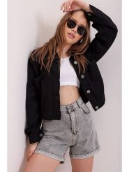 Trend Alaçatı Stili Kurtka dżinsowa w kolorze czarnym rozmiar: S. Czarne kurtki damskie Trend Alaçatı Stili, s, bez wzorów, z bawełny, bez kaptura. Za 100.99 zł.