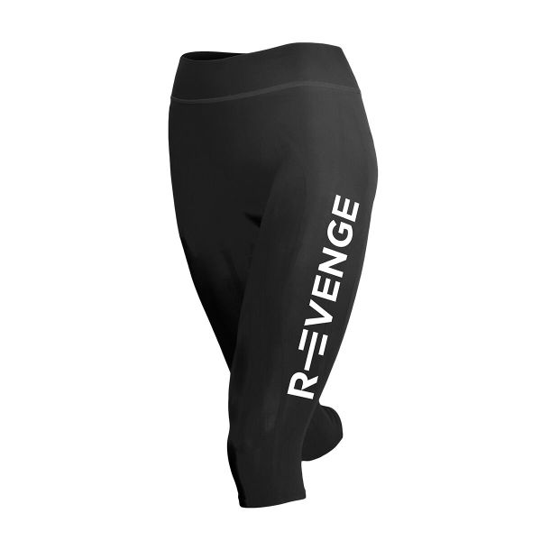 Legginsy techniczne do biegania Capri damskie z taśmami kinetycznymi. Czarne legginsy damskie R-EVENGE, bez wzorów, z elastanu. Za 212.88 zł.