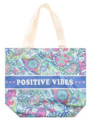 Zwillingsherz Shopper bag "Positive Vibes" ze wzorem - 45 x 38 x 17 cm rozmiar: onesize. Shopper bag damskie Zwillingsherz, bez wzorów, z materiału, na ramię, bez dodatków. Za 60.99 zł.