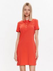 Lacoste Sukienka codzienna EF5473 Czerwony Slim Fit. Czerwone sukienki damskie Lacoste, na co dzień, bez wzorów, z bawełny, bez kołnierzyka, bez ramiączek, proste. Za 369.99 zł.