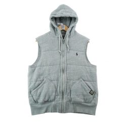 Kurtka Męska Pikowana Kamizelka z Kapturem z Dżerseju. Szare kurtki męskie Ralph Lauren, l, bez wzorów, z dżerseju, sportowe, z kapturem. Za 314.16 zł.