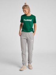 Koszulka sportowa z krótkim rękawem damska Hummel Cotton Logo. Zielone bluzki sportowe damskie HUMMEL, s, z bawełny, bez kołnierzyka, bez ramiączek. Za 39.69 zł.