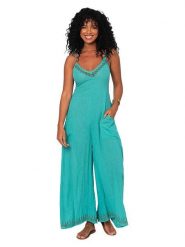Aller Simplement Kombinezon w kolorze turkusowym rozmiar: 38/40. Niebieskie kombinezony damskie Aller Simplement, bez wzorów, z bawełny, bez kołnierzyka, bez ramiączek. Za 86.99 zł.