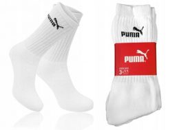 Wysokie skarpetki dla dorosłych Crew. Białe skarpetki męskie Puma, bez wzorów, z bawełny. Za 120.99 zł.