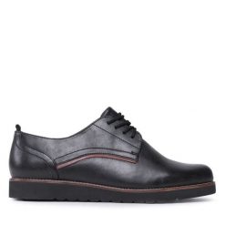 Oxfordy Lasocki. Czarne półbuty damskie Lasocki, bez wzorów, bez obcasa. Za 199.99 zł.