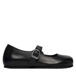 Baleriny Birkenstock. Czarne baleriny damskie Birkenstock, bez wzorów, bez obcasa. Za 599.99 zł.