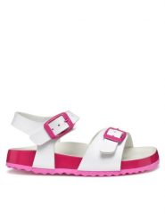 Geox Sandały J Adriel J558MI 000BC C0563 M Biały. Białe sandały dziewczęce Geox, ze skóry, bez zapięcia. Za 109.99 zł.