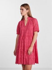 YAS Sukienka letnia Holi 26027163 Różowy Regular Fit. Czerwone sukienki damskie YAS, na lato, s, bez wzorów, z bawełny, bez kołnierzyka, bez ramiączek. Za 289.99 zł.
