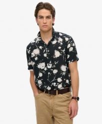 Superdry Koszula krótkie rękawy z nadrukiem w modal – Abstract Floral Mono. Koszule damskie Superdry., na lato, xl, bez wzorów, z materiału, klasyczne, bez kołnierzyka, bez ramiączek. Za 265.35 zł.