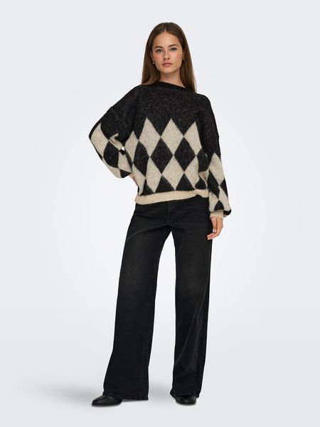 ONLY Sweter w kolorze czarno-kremowym rozmiar: S. Brązowe swetry klasyczne damskie Only, s, ze splotem, bez kołnierzyka. Za 109.00 zł.