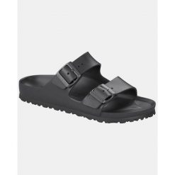 Klapki Birkenstock Arizona Eva. Czarne klapki damskie Birkenstock, bez wzorów, z materiału, bez obcasa. Za 332.00 zł.