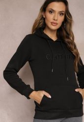 Czarna Ocieplana Bluza z Haftem i Kapturem Ieliana. Czarne bluzy z kapturem damskie Renee, l, z dzianiny. Za 79.99 zł.