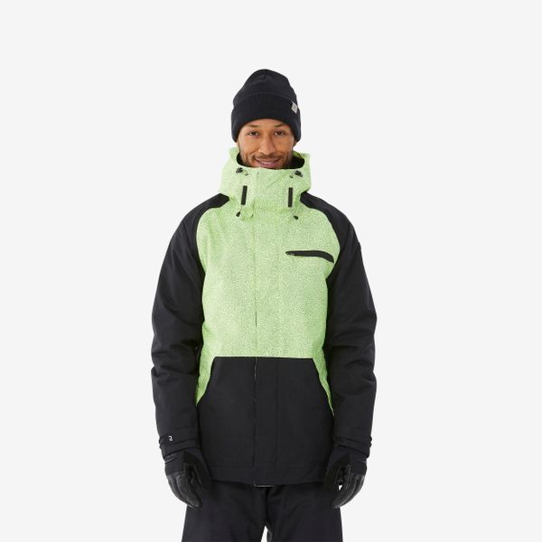Kurtka snowboardowa męska Dreamscape SNB 100. Żółte kurtki męskie DREAMSCAPE, m, bez wzorów, z materiału, bez kaptura, narciarskie. W wyprzedaży za 229.99 zł.