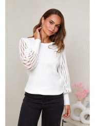Soft Cashmere Sweter w kolorze białym rozmiar: 38/40. Białe swetry klasyczne damskie Soft Cashmere, z kaszmiru, bez kołnierzyka. Za 214.19 zł.