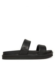 Calvin Klein Jeans Klapki Flat Molded Doublebar Sandal Lth YM0YM01226 Czarny. Czarne klapki i japonki męskie Calvin Klein Jeans, z jeansu. Za 219.99 zł.