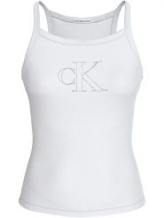 CALVIN KLEIN JEANS Top w kolorze białym rozmiar: L. Białe topy damskie Calvin Klein Jeans, l, bez wzorów, z jeansu, bez kołnierzyka. Za 57.20 zł.