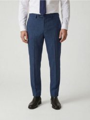 Garniturowe spodnie slim fit - granatowy. Niebieskie spodnie wizytowe męskie Reserved, z tkaniny. Za 169.99 zł.