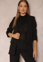 Czarna Marynarka Rhenona. Czarne marynarki i żakiety damskie Renee, l, bez wzorów, z koronki, eleganckie. Za 99.99 zł.