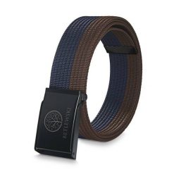 Pasek parciany BETLEWSKI PRC-10_CZ-2 L brązowo-granatowy. Brązowe paski męskie Betlewski, bez wzorów, z materiału. Za 34.99 zł.