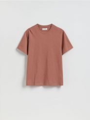 T-shirt regular z bawełny - brązowy. Brązowe t-shirty męskie Reserved, l, bez wzorów, z bawełny, bez kołnierzyka. Za 49.99 zł.