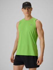 4F Koszulka do biegania regular szybkoschnąca męska - zielona M. Zielone t-shirty sportowe męskie 4f, m, z materiału, bez ramiączek, do biegania. Za 119.99 zł.