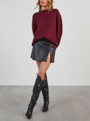 Milan Kiss Sweter w kolorze bordowym rozmiar: M. Czerwone swetry klasyczne damskie Milan Kiss, m, prążkowane, bez kołnierzyka. Za 227.31 zł.