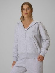4F Bluza dresowa rozpinana z kapturem damska - szara L. Szare bluzy z kapturem damskie 4f, l, z dresówki. Za 129.99 zł.