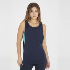 Top treningowy damski NISHER. Niebieskie bluzki sportowe damskie Legea, bez wzorów, z bawełny, bez kołnierzyka. Za 52.00 zł.