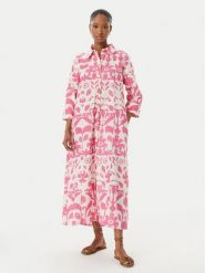 LOLA CASADEMUNT Sukienka koszulowa LS2616008 Różowy Relaxed Fit. Czerwone sukienki damskie lola casademunt, s, bez wzorów, z bawełny, bez kołnierzyka, bez ramiączek, koszulowe. Za 543.99 zł.