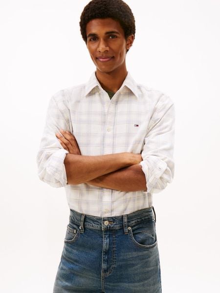 Tommy Jeans Męska koszula casual Mężczyźni Regular Fit Bawełna niebieski w kratkę, M. Niebieskie koszule męskie Tommy Jeans, m, bez wzorów, z bawełny, bez kołnierzyka, bez ramiączek. Za 369.95 zł.