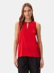 Calvin Klein Top K20K208190 Czerwony Regular Fit. Czerwone topy damskie CALVIN KLEIN, bez wzorów, z wiskozy, bez kołnierzyka. Za 199.99 zł.