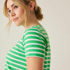 Koszulka turystyczna damska Bayletta. Zielone bluzki damskie Regatta, bez wzorów, z jersey, sportowe, bez kołnierzyka, bez ramiączek. Za 130.50 zł.