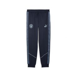 Męskie spodnie Manchester City KING Anthem PUMA Deep Navy Team Light Blue. Niebieskie spodnie materiałowe męskie Puma, bez wzorów, retro. Za 329.00 zł.