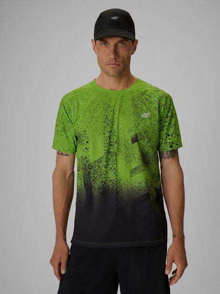 4F Koszulka do biegania szybkoschnąca męska - zielona XL. Zielone t-shirty sportowe męskie 4f, m, z dzianiny, bez ramiączek, do biegania. Za 129.99 zł.