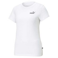 Koszulka fitness damska Puma ESS Small Logo Tee. Białe bluzki damskie Puma, xl, bez kołnierzyka, bez ramiączek. W wyprzedaży za 83.40 zł.