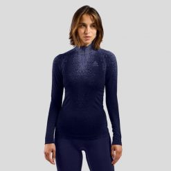 Bielizna termoaktywna z długim rękawem Odlo BL TOP turtle neck l/s half zip. Niebieskia bielizna termoaktywna damska Odlo, l, bez wzorów, bez kołnierzyka. W wyprzedaży za 335.99 zł.