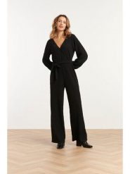 Smashed Lemon Kombinezon w kolorze czarnym rozmiar: XL. Czarne kombinezony damskie Smashed Lemon, xl, z aplikacjami, z tkaniny, bez kołnierzyka, bez ramiączek. Za 143.99 zł.