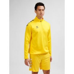 Bluza 1/2 zip Hummel Core XK. Brązowe bluzy sportowe damskie HUMMEL, bez wzorów, bez ramiączek, bez kaptura. Za 227.50 zł.
