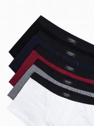 Bokserki męskie bawełniane 5-pak - mix U244 - XXL. Czarne bokserki męskie Ombre Clothing, bez wzorów, z bawełny. W wyprzedaży za 49.99 zł.